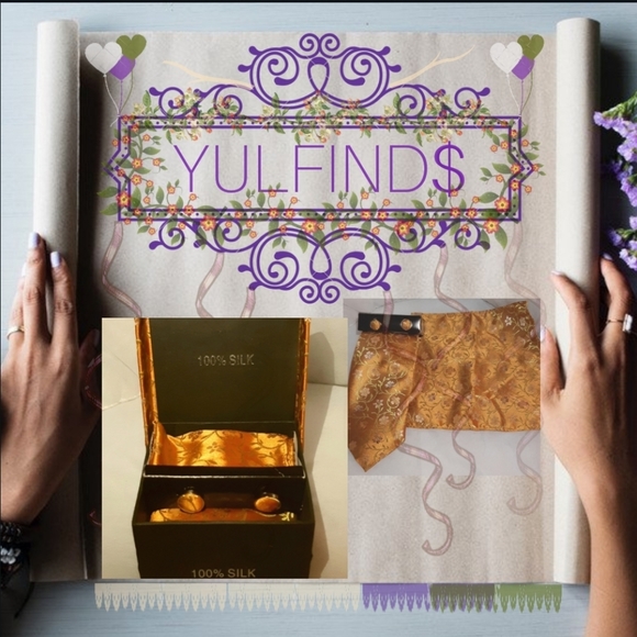 Vtg 100% silk - hanky/cufflinks/tie for men - Picture 9 of 9